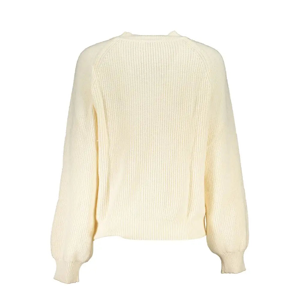 Desigual hvid polyester sweater i cremede rib-strik, langærmet og afslappet pasform