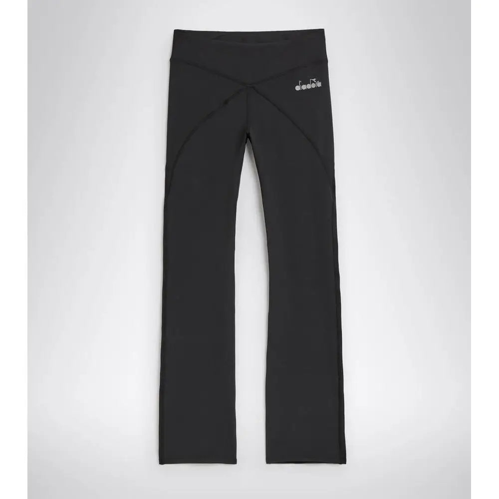 Diadora black polyester athletic pants med slankt design og hvidt logo