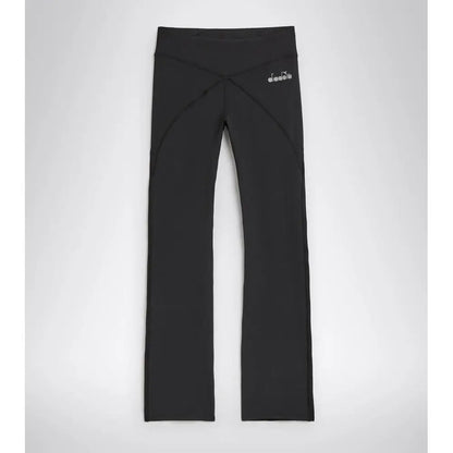 Diadora black polyester athletic pants med slankt design og hvidt logo