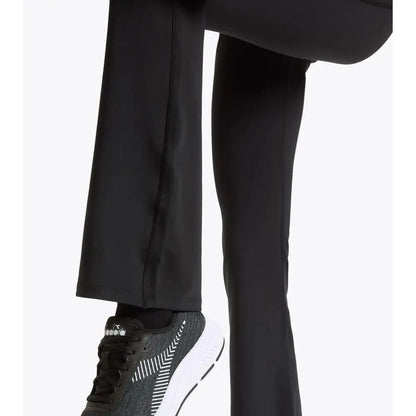 Diadora black polyester athletic pants with black shoe, white sole and geometric side pattern