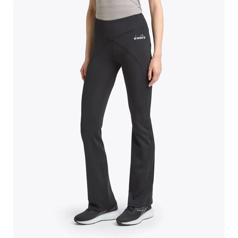 Diadora sorte polyester athletic pants, høj talje, flared ben, 100% originale brands