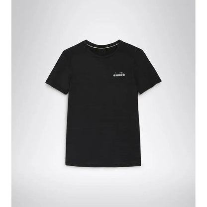 Diadora black polyester t-shirt med subtilt hvidt logo på brystet