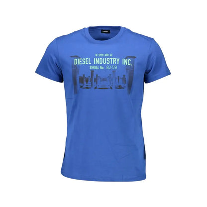 Diesel Blue Cotton mænds T-shirt med Blue Diesel Industry Inc