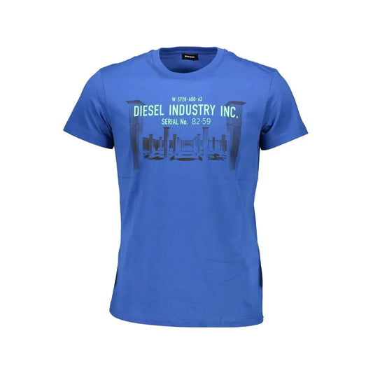 Diesel Blue Cotton mænds T-shirt med Blue Diesel Industry Inc