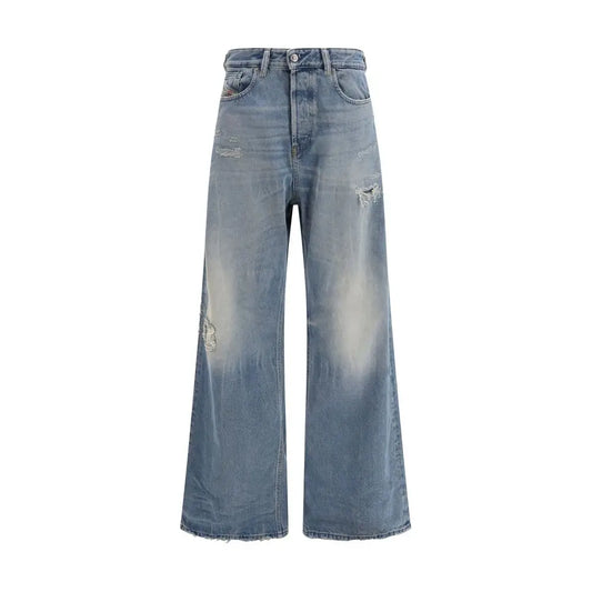 Diesel Blue Cotton Relaxed Fit Jeans - Jeans