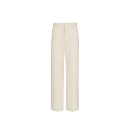 Dior white cashmere chino pants in cream-colored wide-leg minimalist design