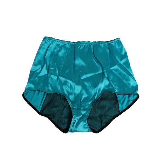 Dolce & Gabbana Aqua Green Satin High-Waist Briefs Underwear