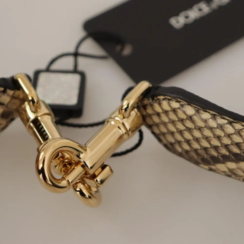 Dolce & Gabbana Beige Exotic Læder Krystals Reversible Skulder Strap