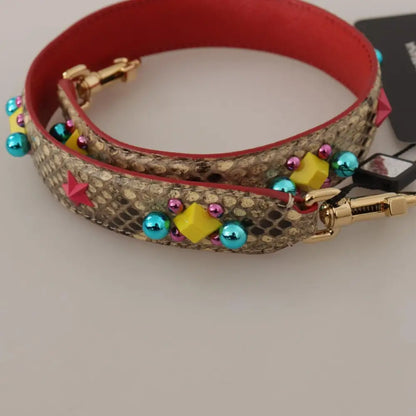 Dolce & Gabbana Beige Python Læder Krystals Skulder Strap
