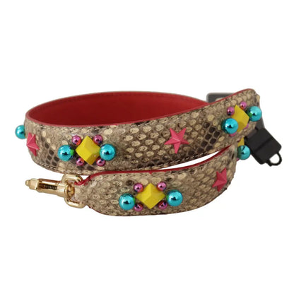 Dolce & Gabbana Beige Python Læder Krystals Skulder Strap