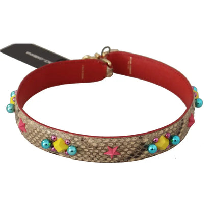 Dolce & Gabbana Beige Python Læder Krystals Skulder Strap