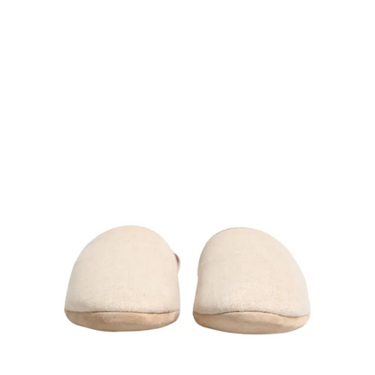 Dolce & Gabbana Beige Shetland Wool Red Quilted Slippers Shoes - Flip-flops