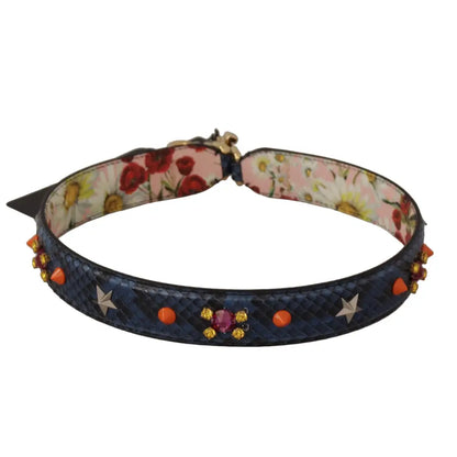 Dolce & Gabbana Blå Exotic Læder Krystals Reversible Skulder Strap