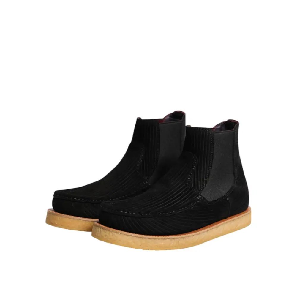 Dolce & Gabbana Black Calf Suede Slip On Ankle Boots Shoes - Ankelstøvler