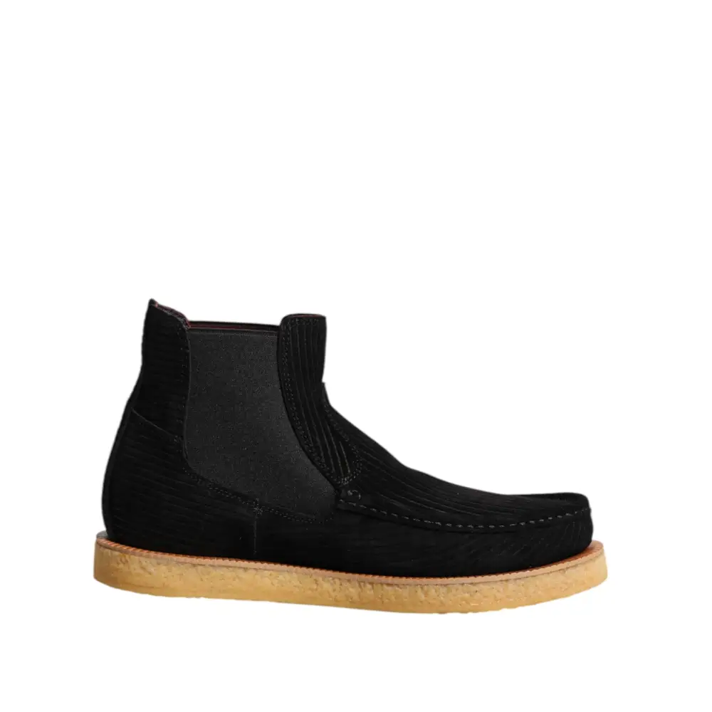 Dolce & Gabbana Black Calf Suede Slip On Ankle Boots Shoes - Ankelstøvler