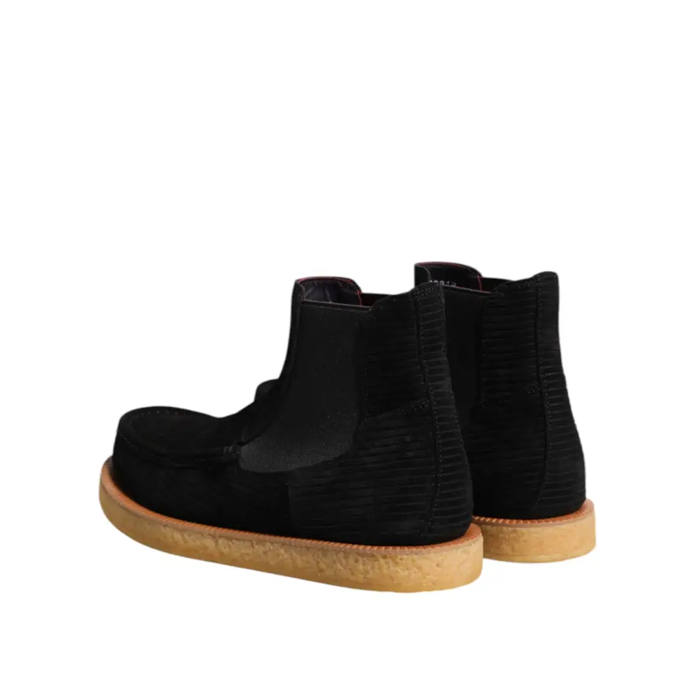 Dolce & Gabbana Black Calf Suede Slip On Ankle Boots Shoes - Ankelstøvler