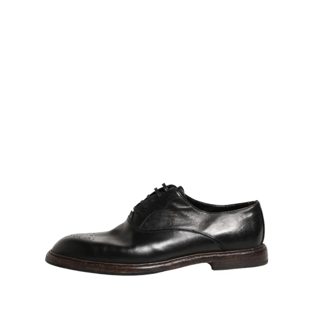 Dolce & Gabbana Black Calfskin Leather Oxford Dress Shoes