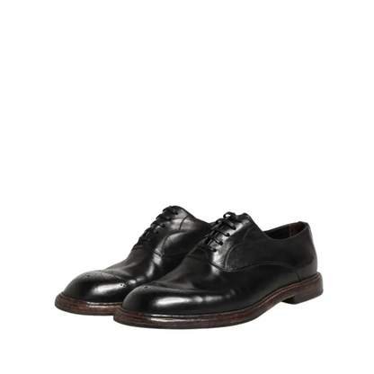 Dolce & Gabbana Black Calfskin Leather Oxford Dress Shoes