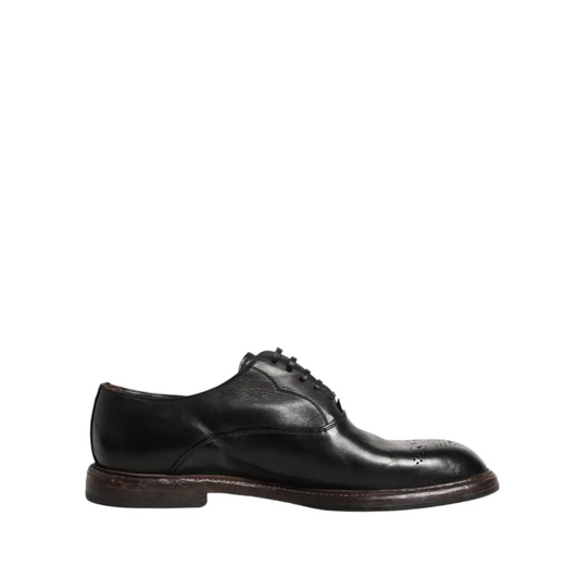 Dolce & Gabbana Black Calfskin Leather Oxford Dress Shoes