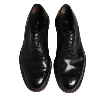 Dolce & Gabbana Black Calfskin Leather Oxford Dress Shoes