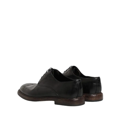Dolce & Gabbana Black Calfskin Leather Oxford Dress Shoes