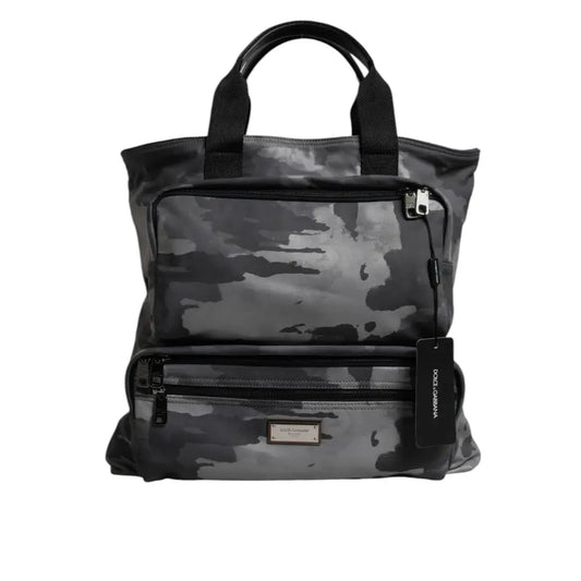 Dolce & Gabbana Black Camouflage Shoulder Strap Logo Plaque Bag