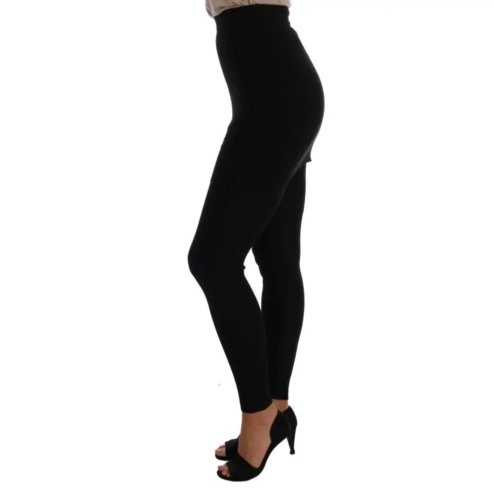 Dolce & Gabbana Black Cashmere Silk Stretch Tights Stockings