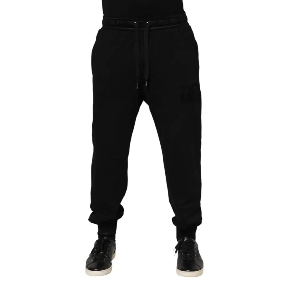 Dolce & Gabbana Black Cotton Drawstring Jogger Pants