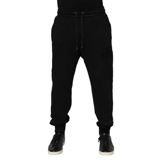 Dolce & Gabbana Black Cotton Drawstring Jogger Pants