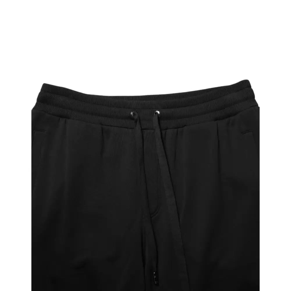 Dolce & Gabbana Black Cotton Drawstring Logo Sweatpants Pants
