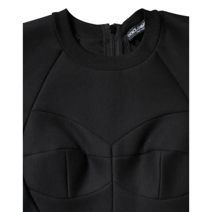 Dolce & Gabbana Black Cotton Long Sleeves A-line Mini Dress