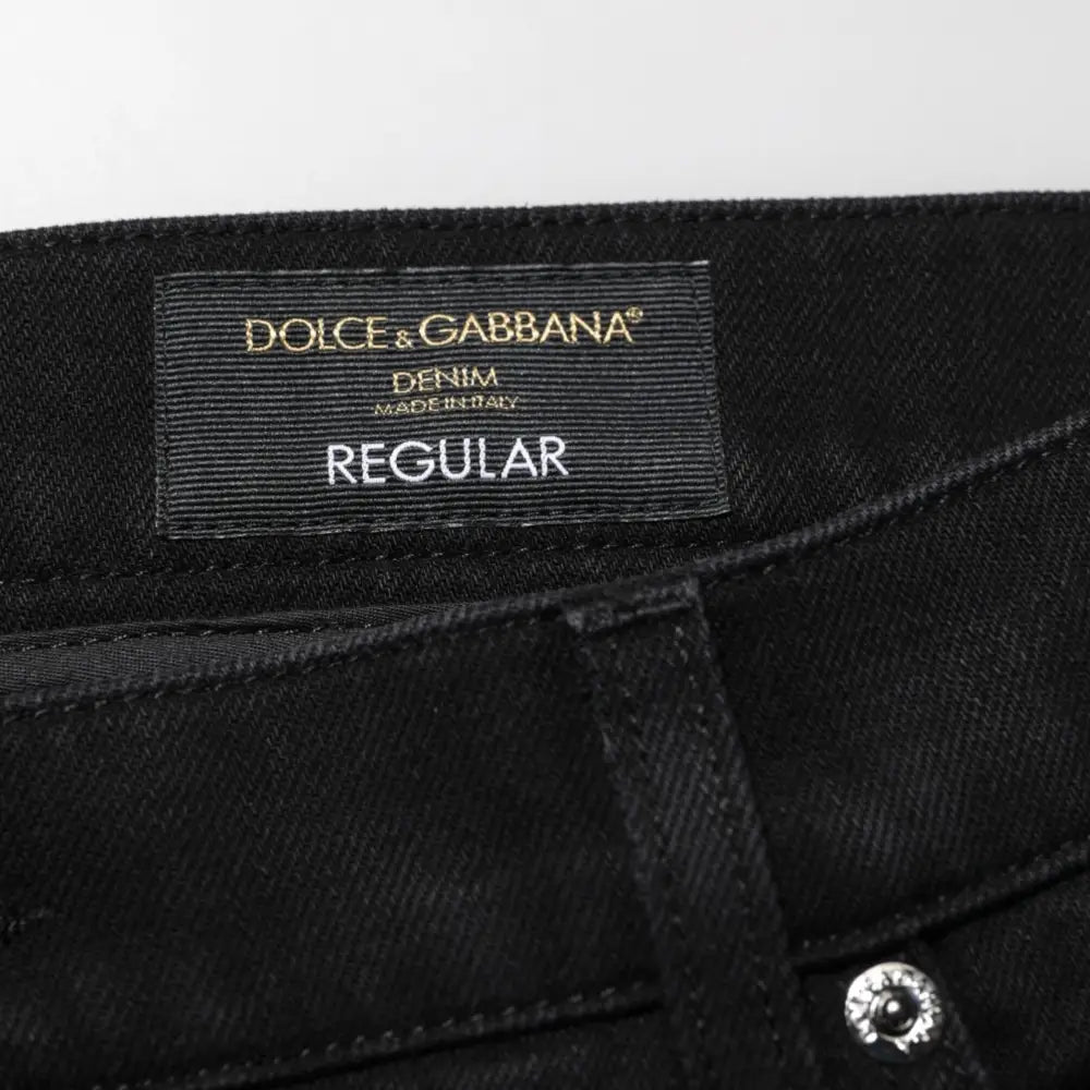Dolce & Gabbana Black Cotton Regular Denim Men Trouser Jeans