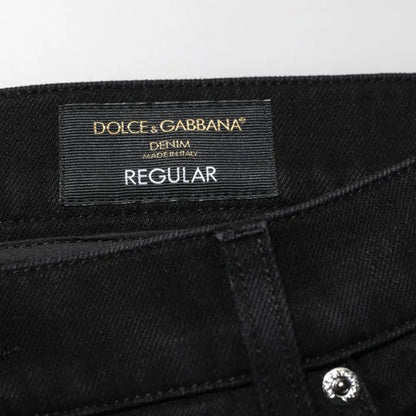 Dolce & Gabbana Black Cotton Regular Denim Men Trouser Jeans