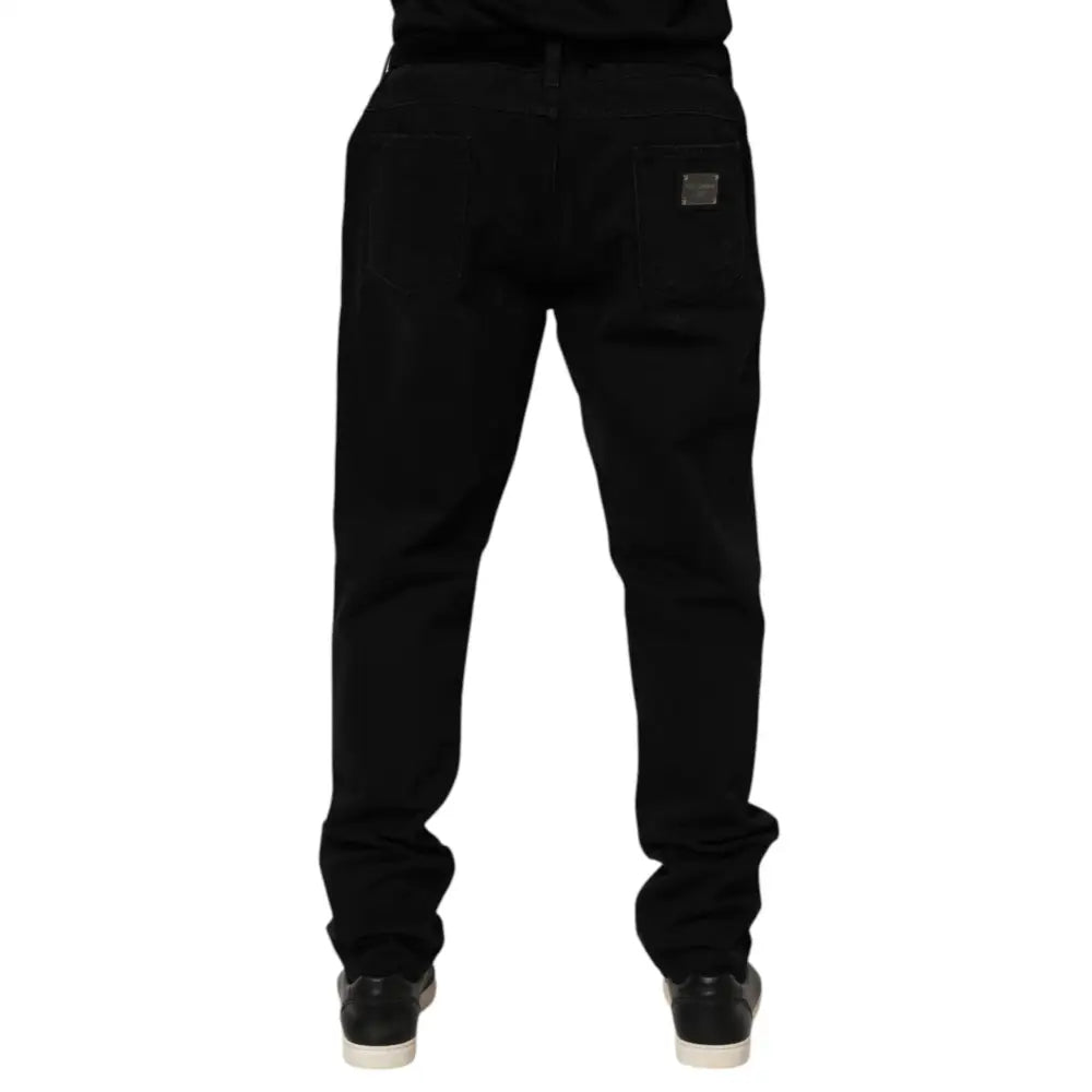Dolce & Gabbana Black Cotton Regular Denim Men Trouser Jeans