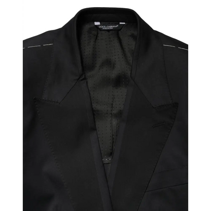 Dolce & Gabbana Black Cotton Single Breasted 2 Piece Suit - Jakkesæt