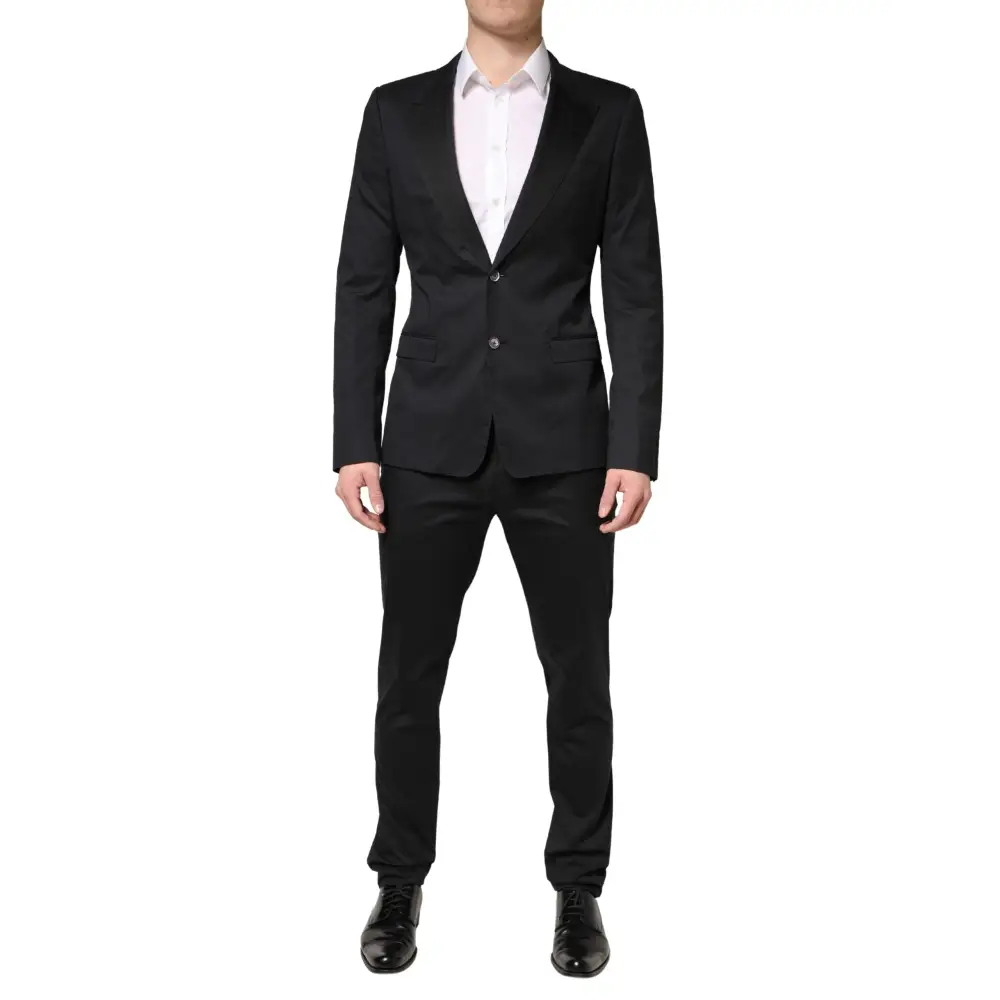 Dolce & Gabbana sort bomuldssuit med moderne snit, outlet mærkevarer, spar 30-70%