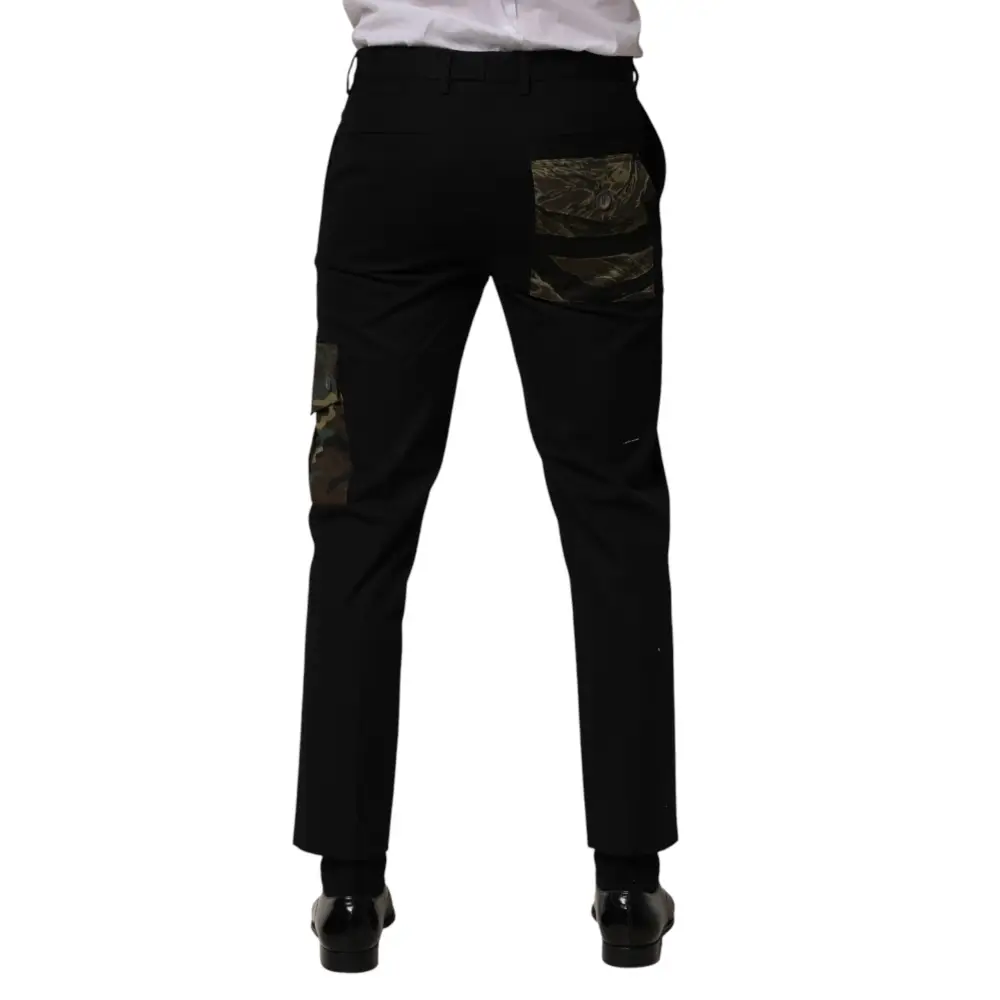 Dolce & Gabbana Black Cotton Skinny Dress Cargo Trouser Pants - Bukser