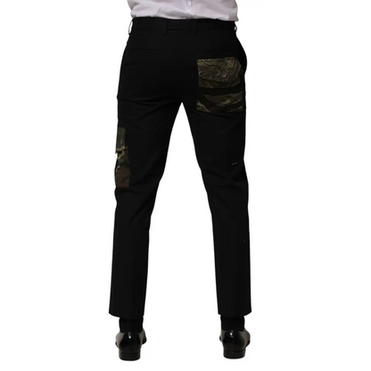 Dolce & Gabbana Black Cotton Skinny Dress Cargo Trouser Pants - Bukser