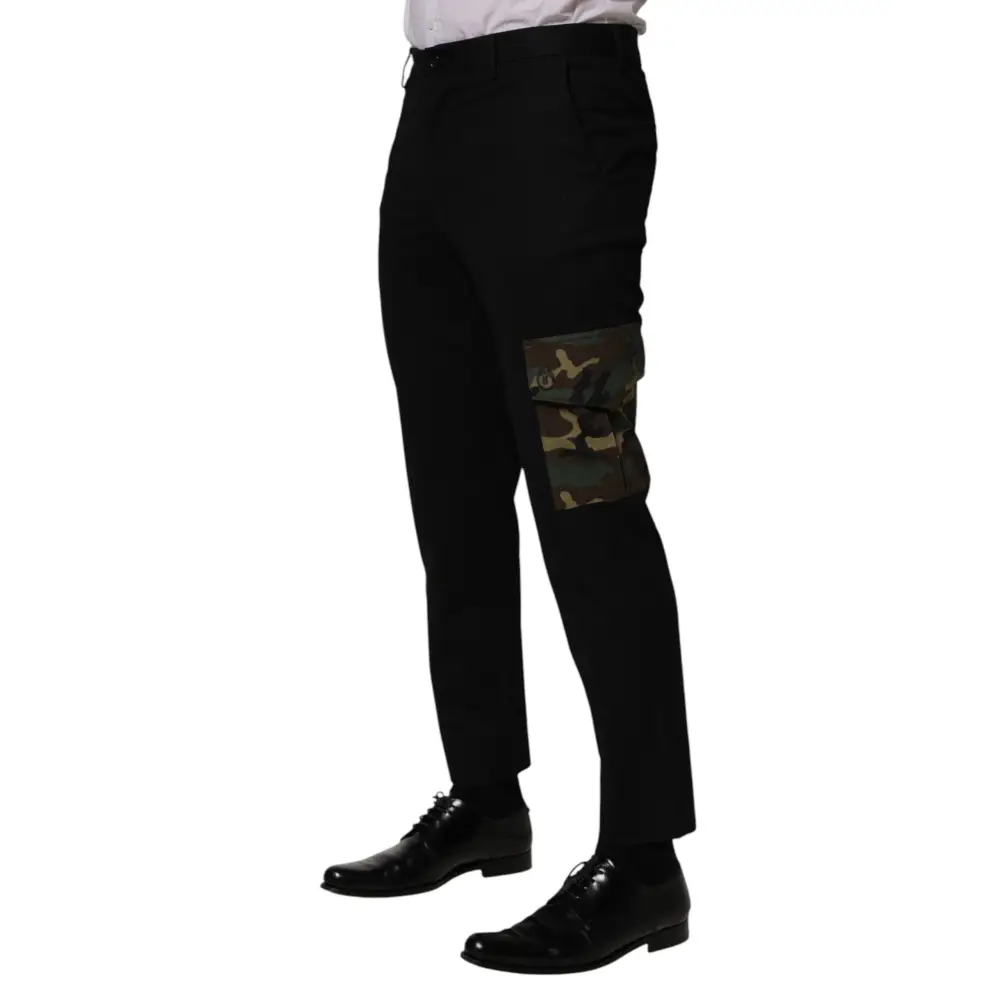 Dolce & Gabbana Black Cotton Skinny Dress Cargo Trouser Pants - Bukser