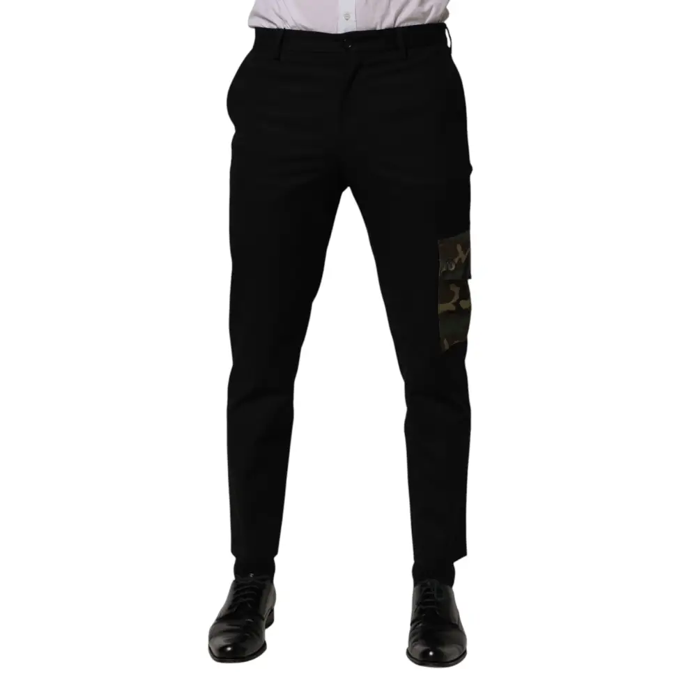 Dolce & Gabbana Black Cotton Skinny Dress Cargo Trouser Pants - Bukser