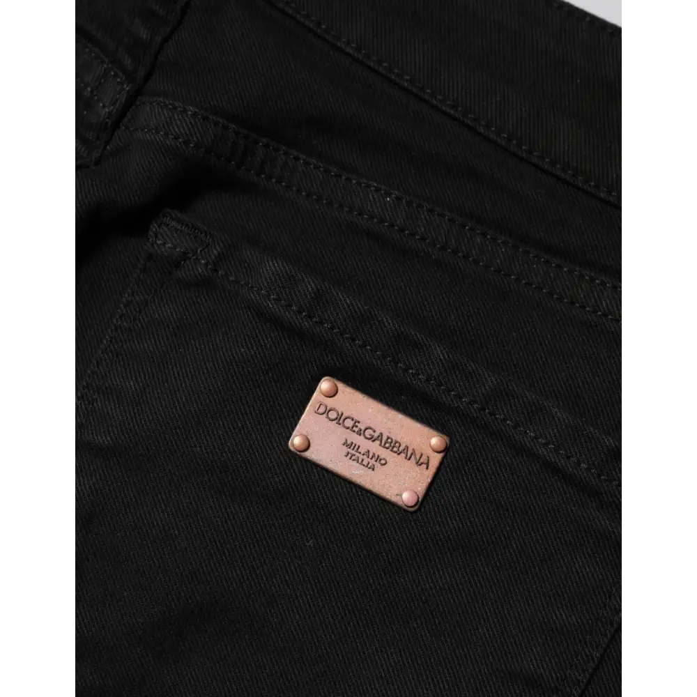 Dolce & Gabbana Black Cotton Skinny Mid Waist Denim Jeans - Jeans