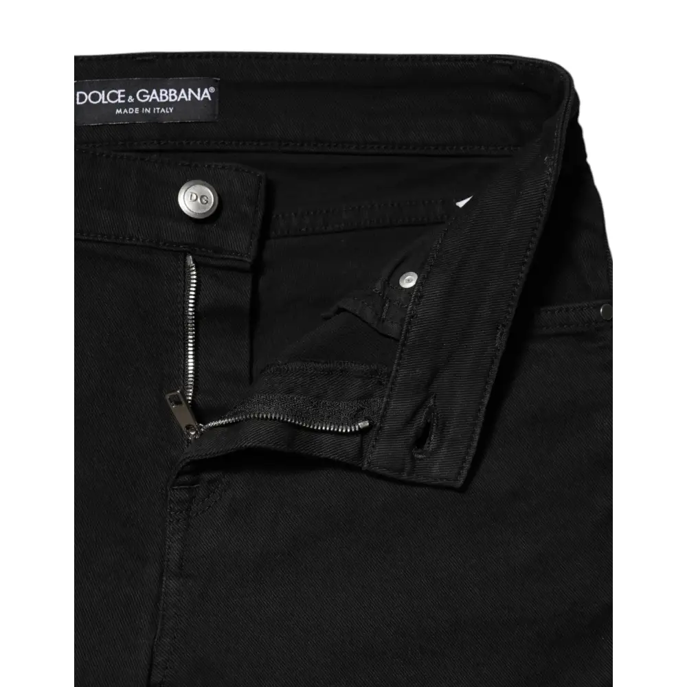 Dolce & Gabbana Black Cotton Skinny Mid Waist Denim Jeans - Jeans