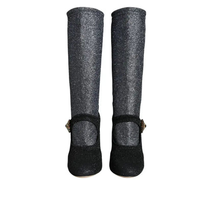 Dolce & Gabbana Black Crystal Mary Janes Booties Shoes