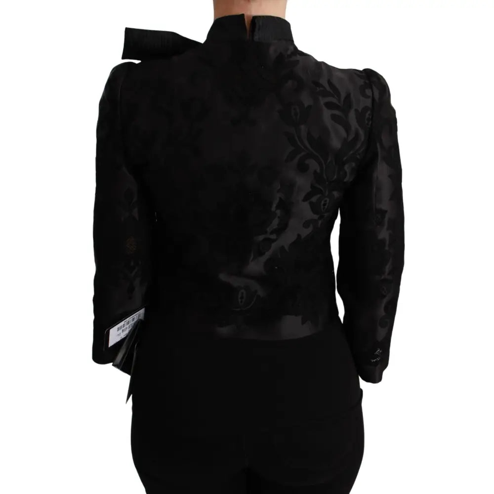 Dolce & Gabbana Black Floral Jacquard Blazer Silk Jacket