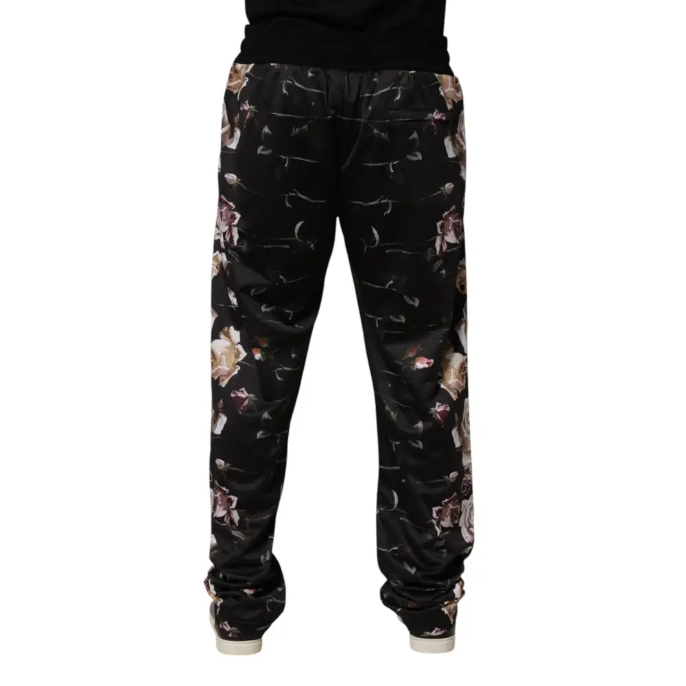 Dolce & Gabbana Black Floral Straight-Leg Chino Trouser Pants - Bukser