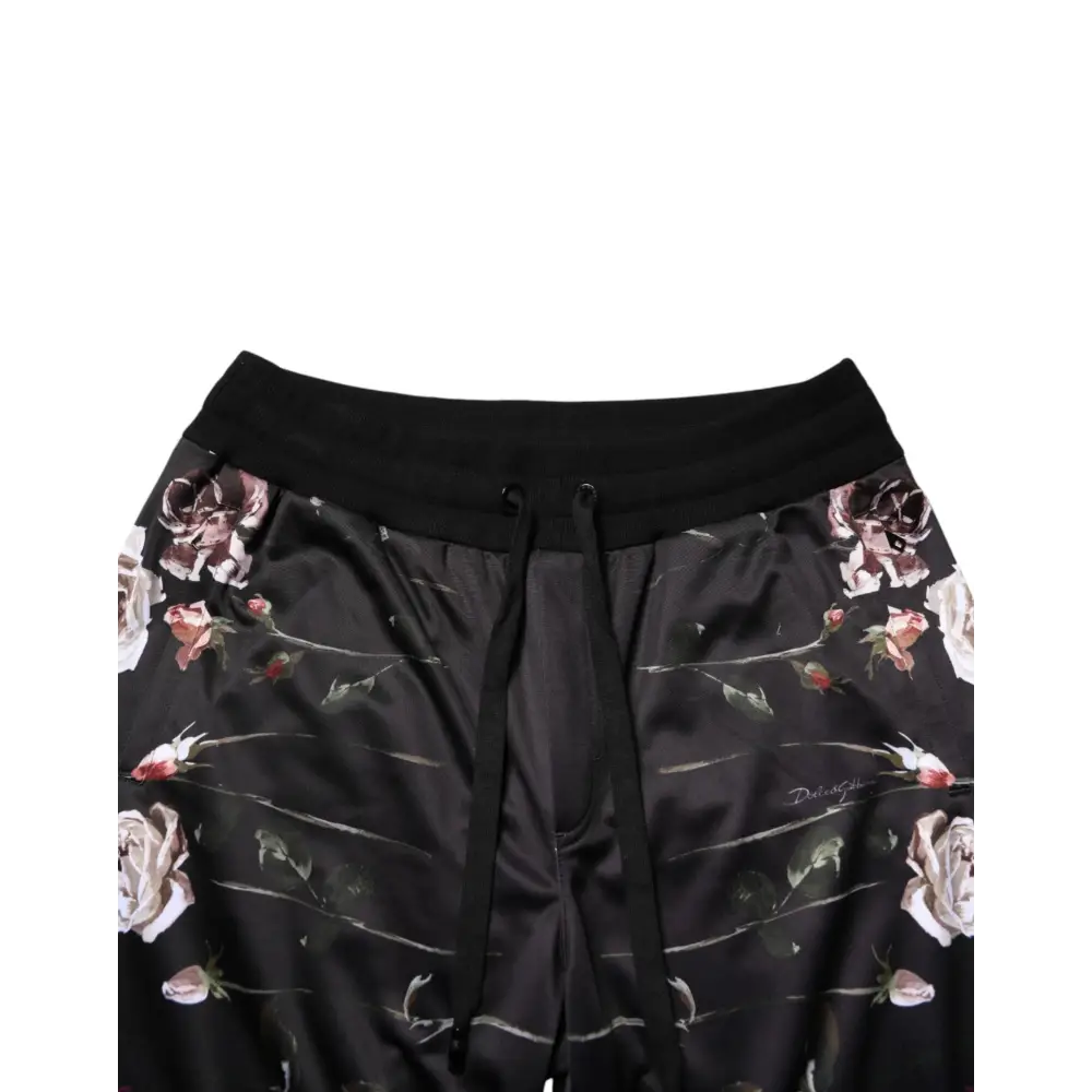 Dolce & Gabbana Black Floral Straight-Leg Chino Trouser Pants - Bukser
