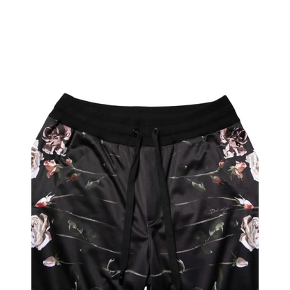Dolce & Gabbana Black Floral Straight-Leg Chino Trouser Pants - Bukser