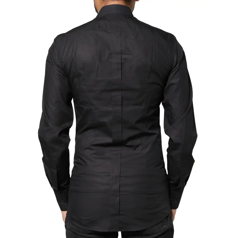 Dolce & Gabbana Black GOLD Cross Embellished Men Dress Shirt