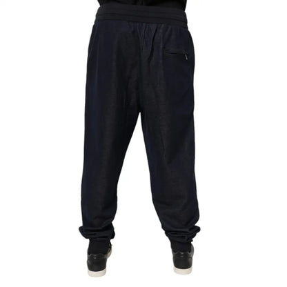 Dolce & Gabbana Black Jacquard Jogger Men Sweatpants Pants