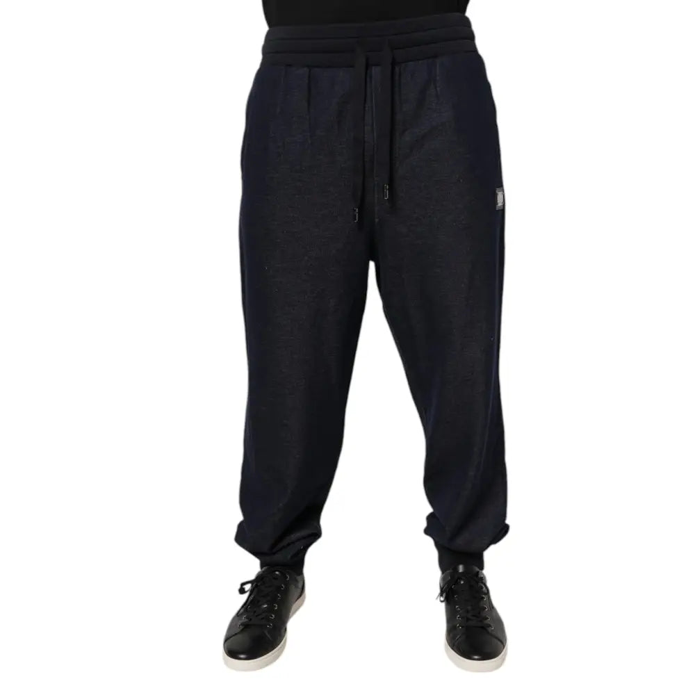 Dolce & Gabbana Black Jacquard Jogger Men Sweatpants Pants